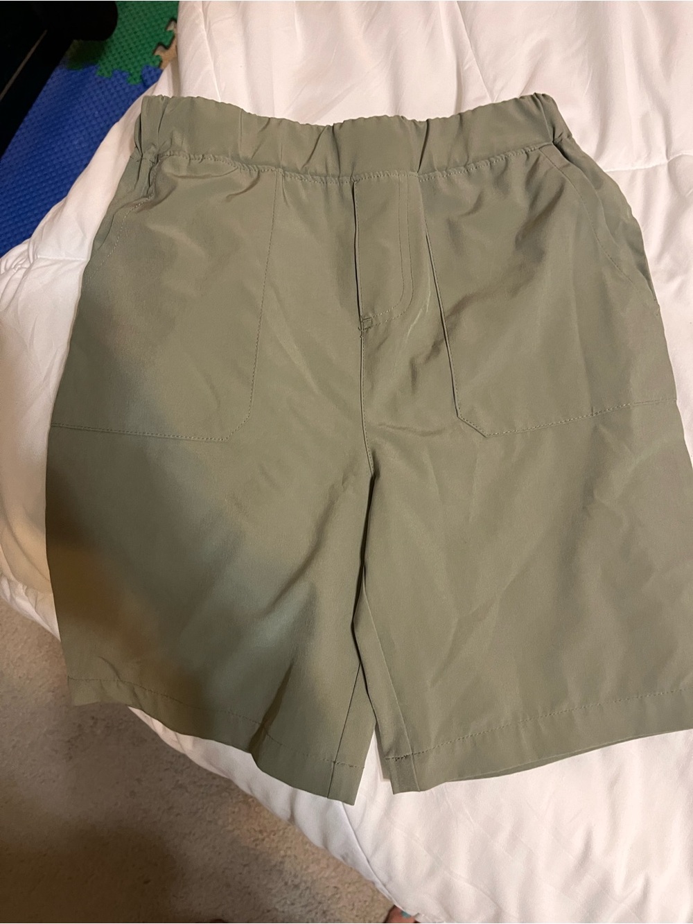 Youth Boys Elastic Waist Olive Green Shorts
